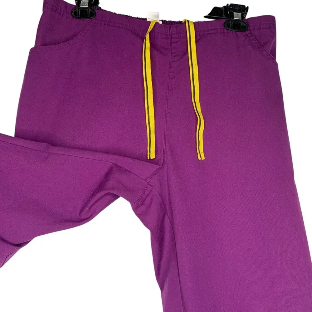 Wonderwink Scrub Set Eggplant Short Sleeve Size Top L Pants Medium Tall